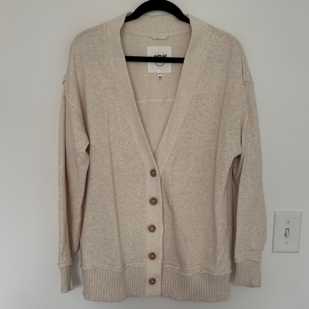 aerie Cream Button-Front Cardigan Sweater - Picture 2 of 6